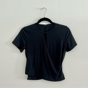 Lululemon Black Short Sleeve Top with cross front